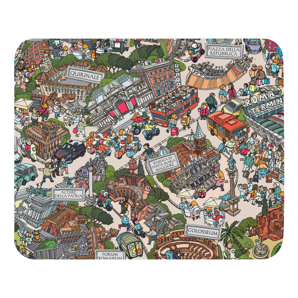Rome Mouse Pad - Colour Edition, hand-drawn by Natascha Schwarz
