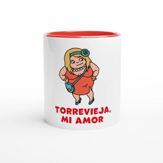 Torrevieja Mug - Señora on a Stroll, hand-drawn by Natascha Schwarz