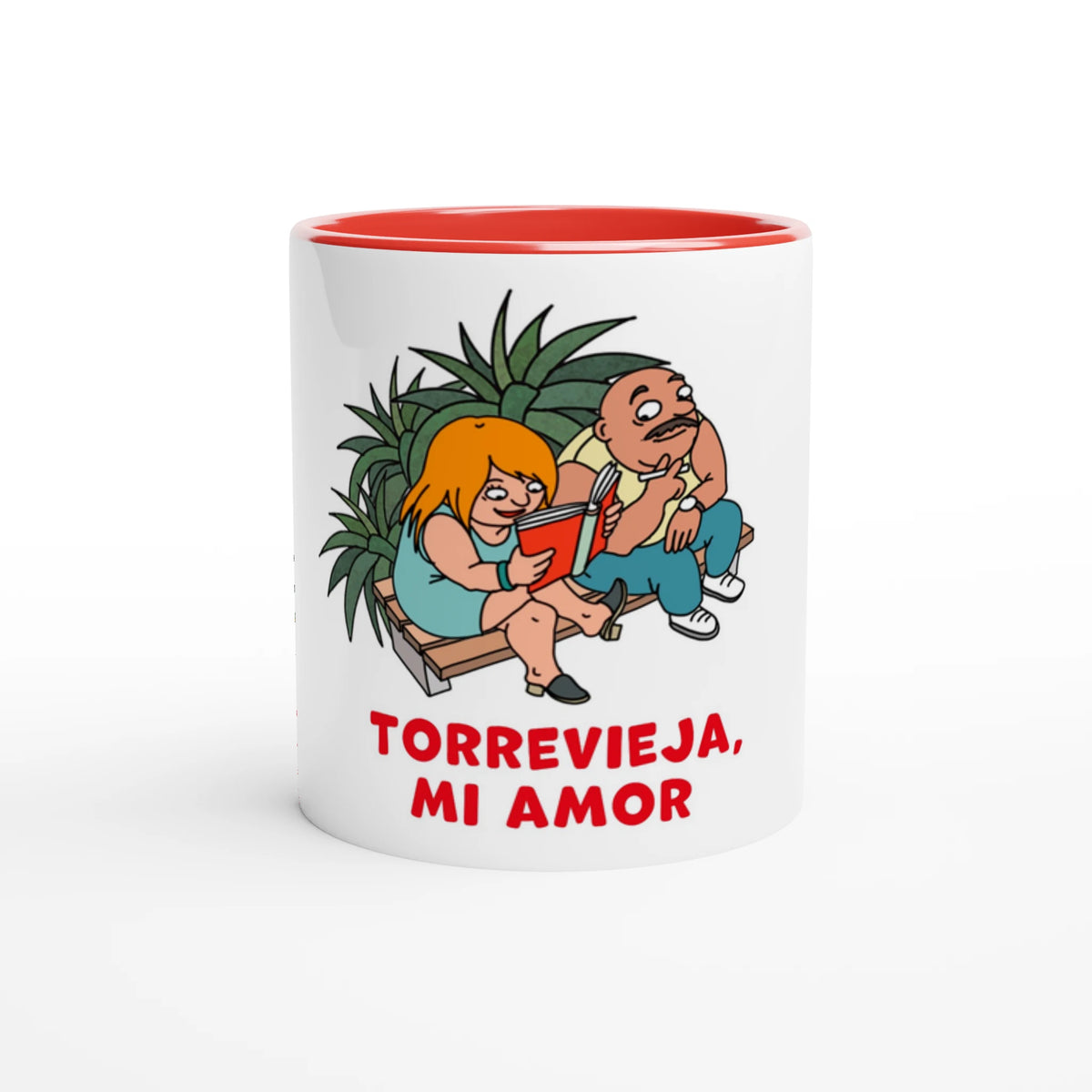 Torrevieja Tasse - Lesen im Schatten, handgezeichnet von Natascha Schwarz