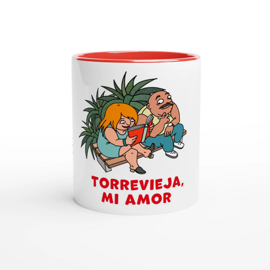 Torrevieja Mug - Reading in the Shade, hand-drawn by Natascha Schwarz