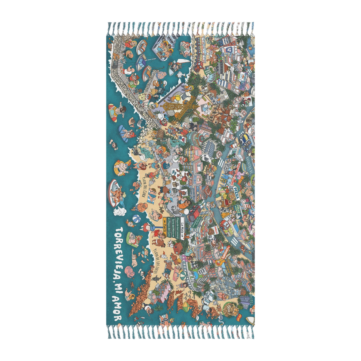 Torrevieja Beach Towel, hand-drawn by Natascha Schwarz
