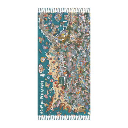 Torrevieja Beach Towel, hand-drawn by Natascha Schwarz