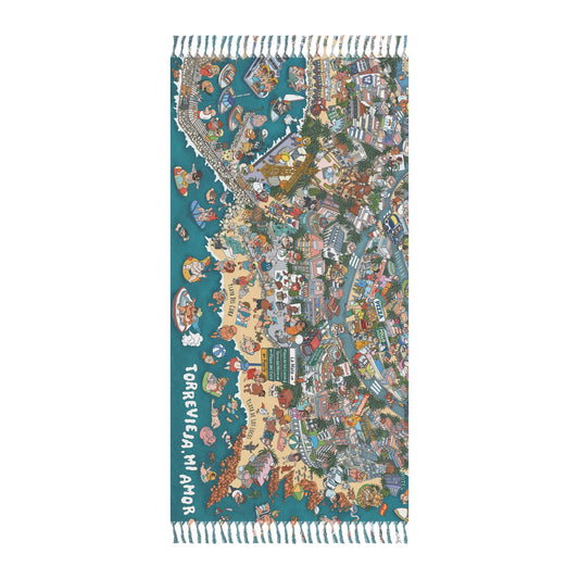 Torrevieja Beach Towel, hand-drawn by Natascha Schwarz