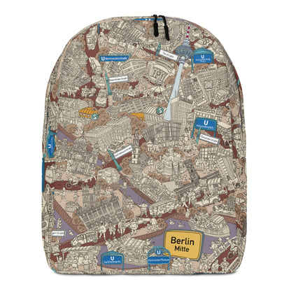 Berlin Mitte Backpack - Sepia, hand-drawn by Natascha Schwarz