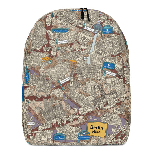 Berlin Mitte Rucksack - Sepia, handgezeichnet von Natascha Schwarz