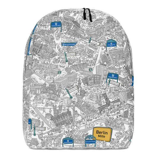 Berlin Mitte Rucksack - Schwarz-Weiß, handgezeichnet von Natascha Schwarz