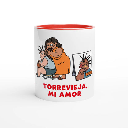 Torrevieja Tasse - Die Strandfriseurin, handgezeichnet von Natascha Schwarz