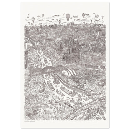 Köln - Stadtporträt, Sepia-Edition, handgezeichnet von Natascha Schwarz