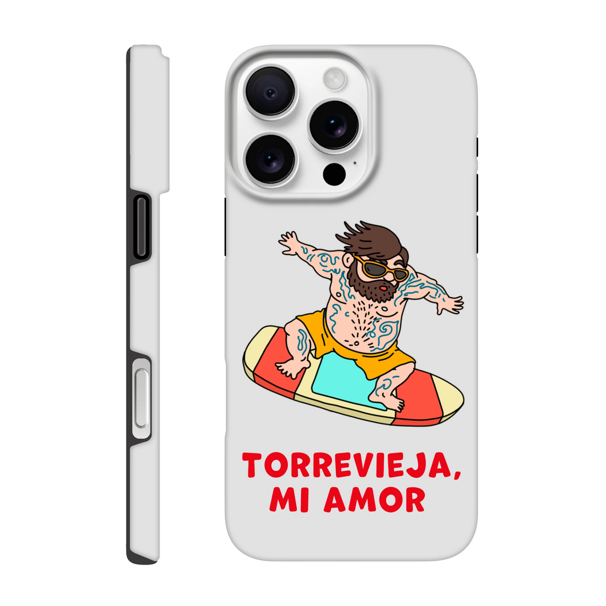 Torrevieja Handyhülle - Der Surfer, handgezeichnet von Natascha Schwarz