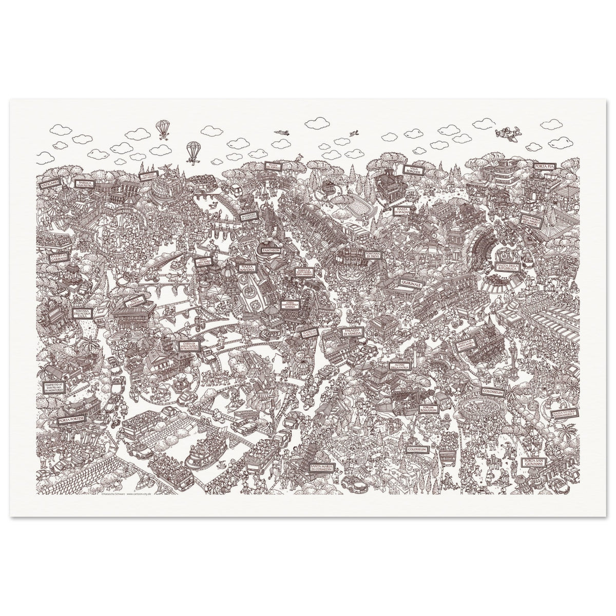 Rom - Stadtporträt, Sepia-Edition, handgezeichnet von Natascha Schwarz