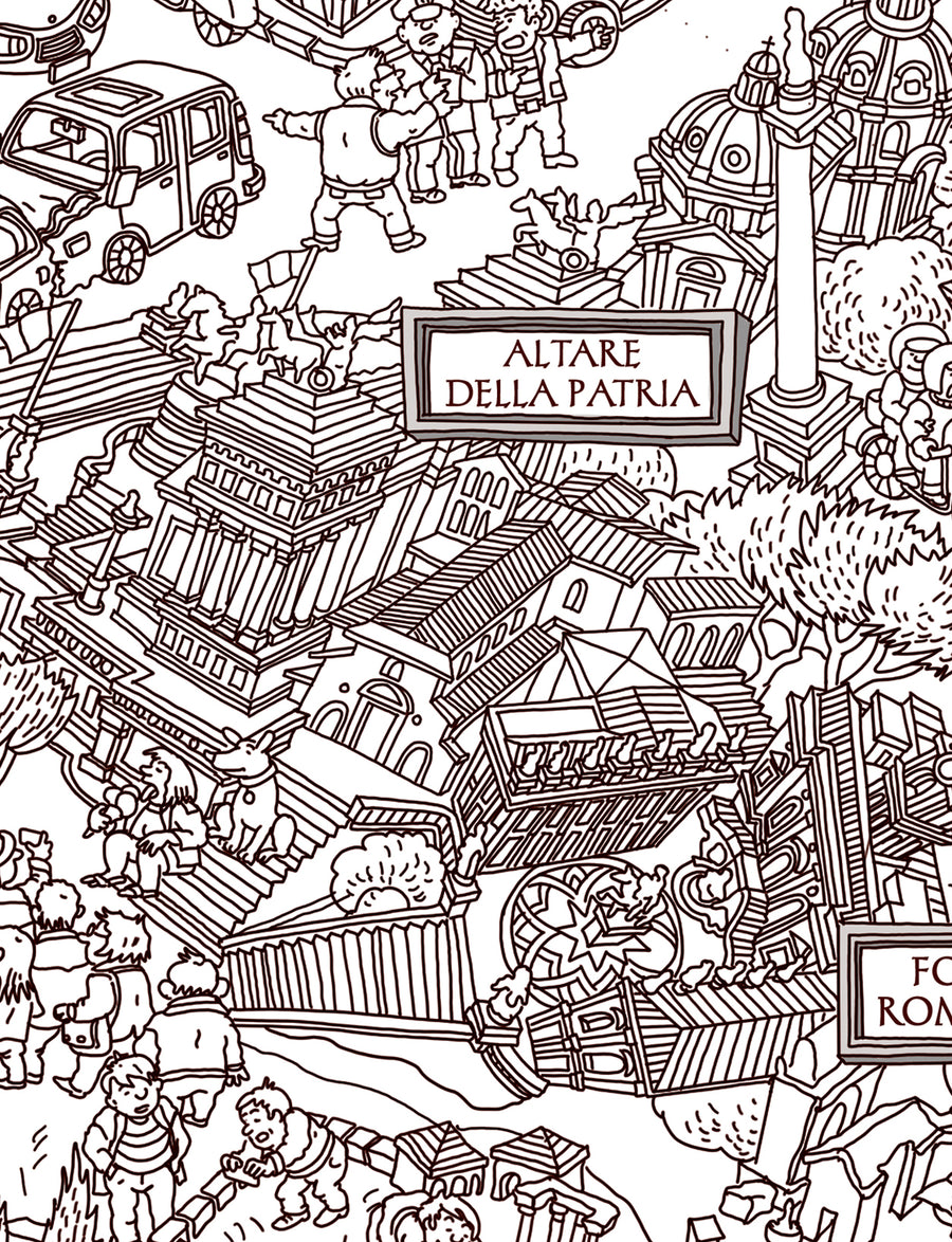 Altare della Patria, detalle del mapa de Roma dibujado a mano por Natascha Schwarz